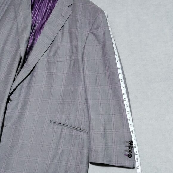 Holland & Sherry Savile Row Gray Purple Plaid Men’s 58S Blazer Jacket Sport Coat - Picture 12 of 16